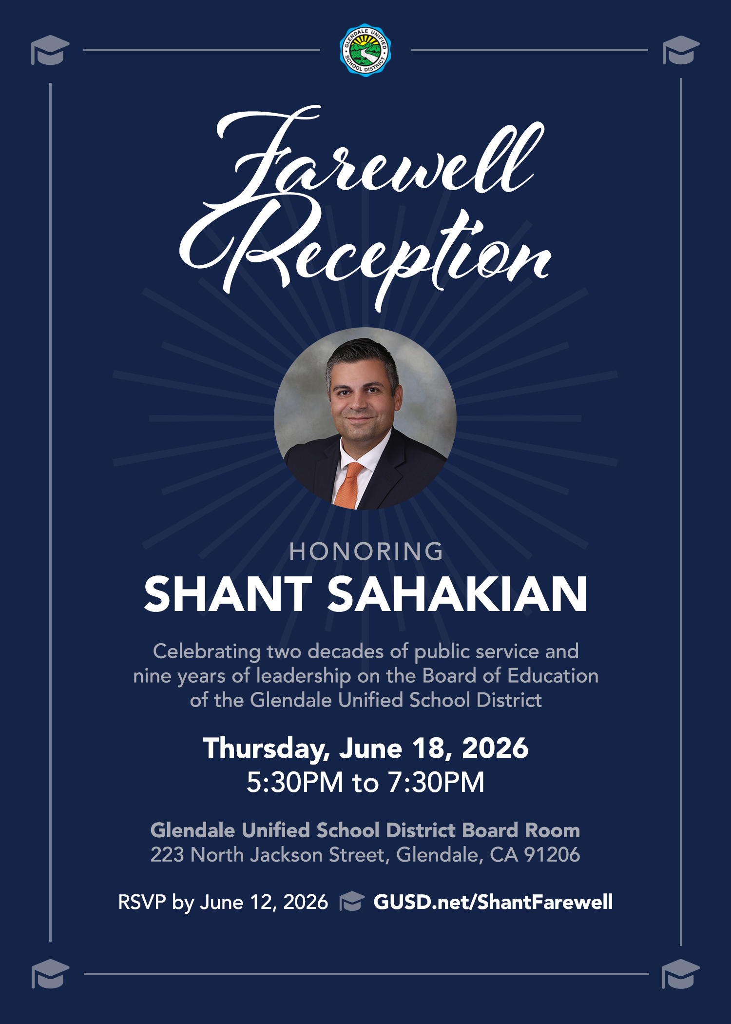 Shant Sahakian Farewell Reception Invitation